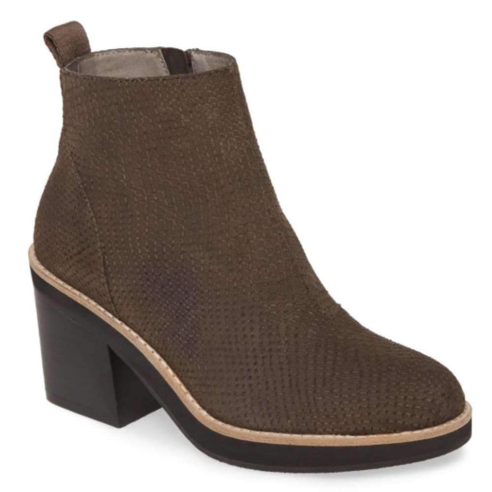 Eileen Fisher‎ Ozma Nubuck Leather Zip Taupe Bootie Size 10